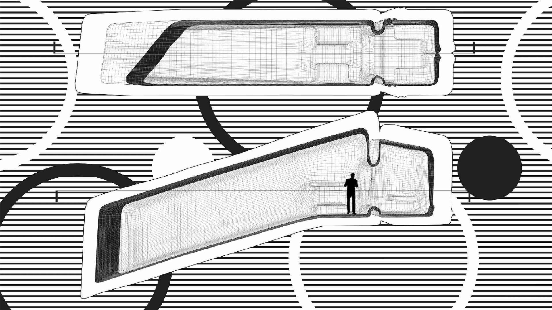 A long section of Vertophile, Pneumatic Dorms