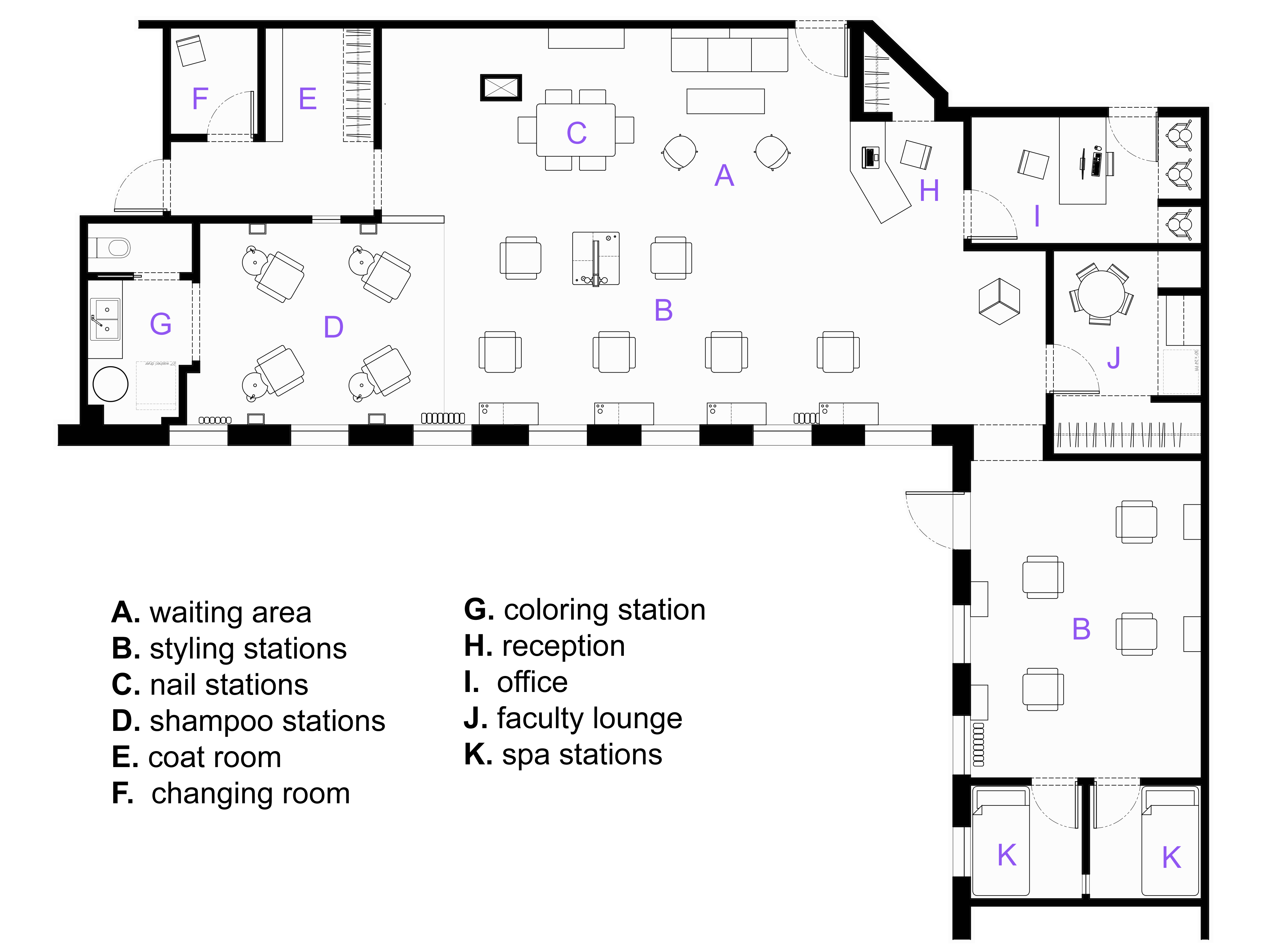 Byben floor plans for Seagull Hair Salon